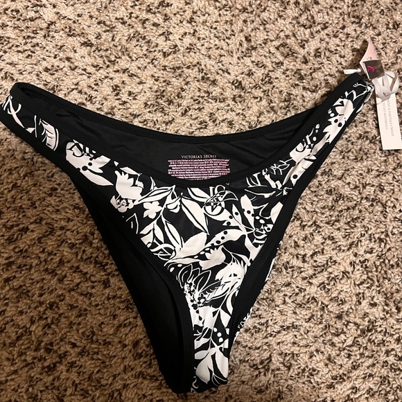 Victoria S Secret Swim Victorias Secret Nwt High V Black White Floral Bikini Bottom Lxl